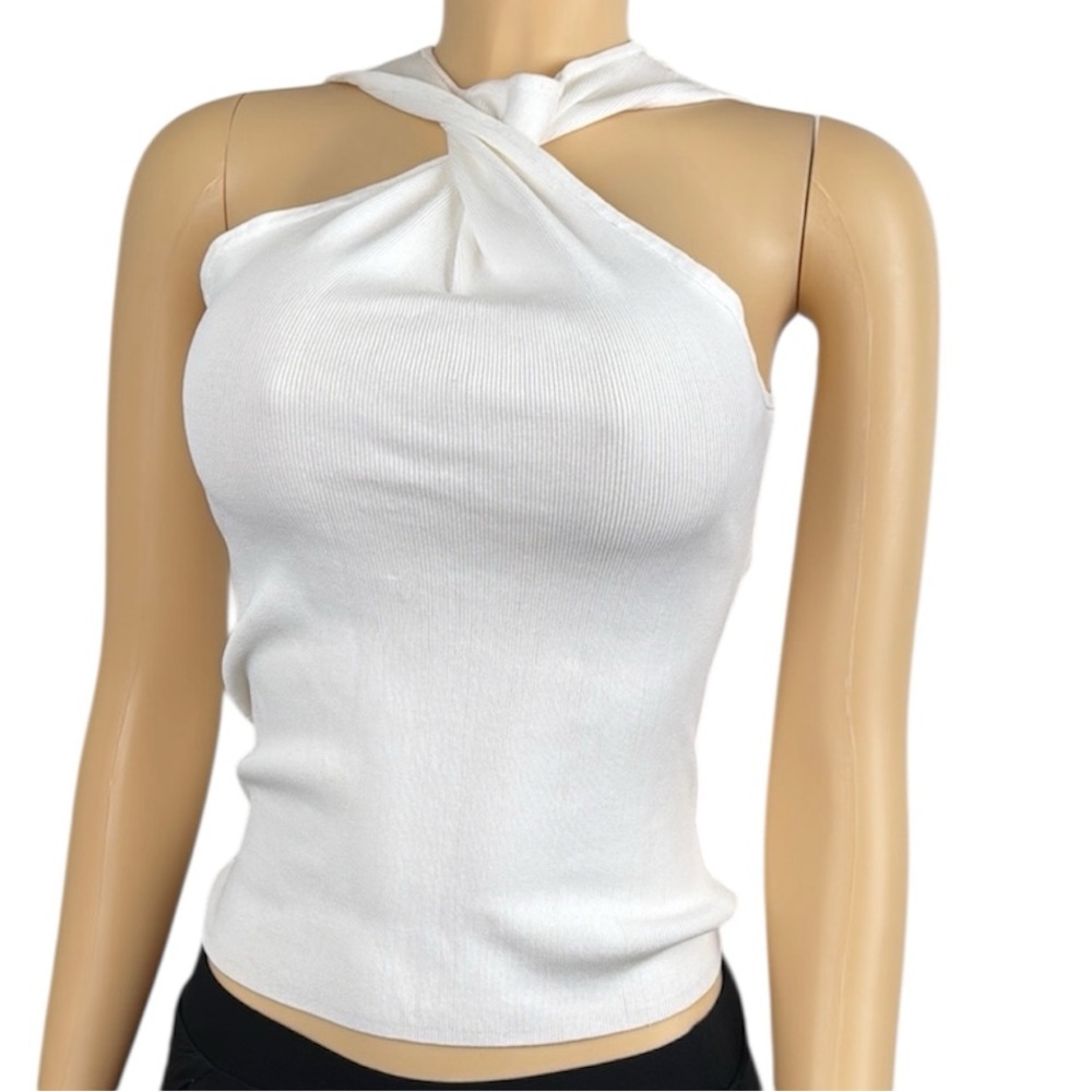 Sam Edelman Cross-Neck white Sleeveless Halter Top Sz M